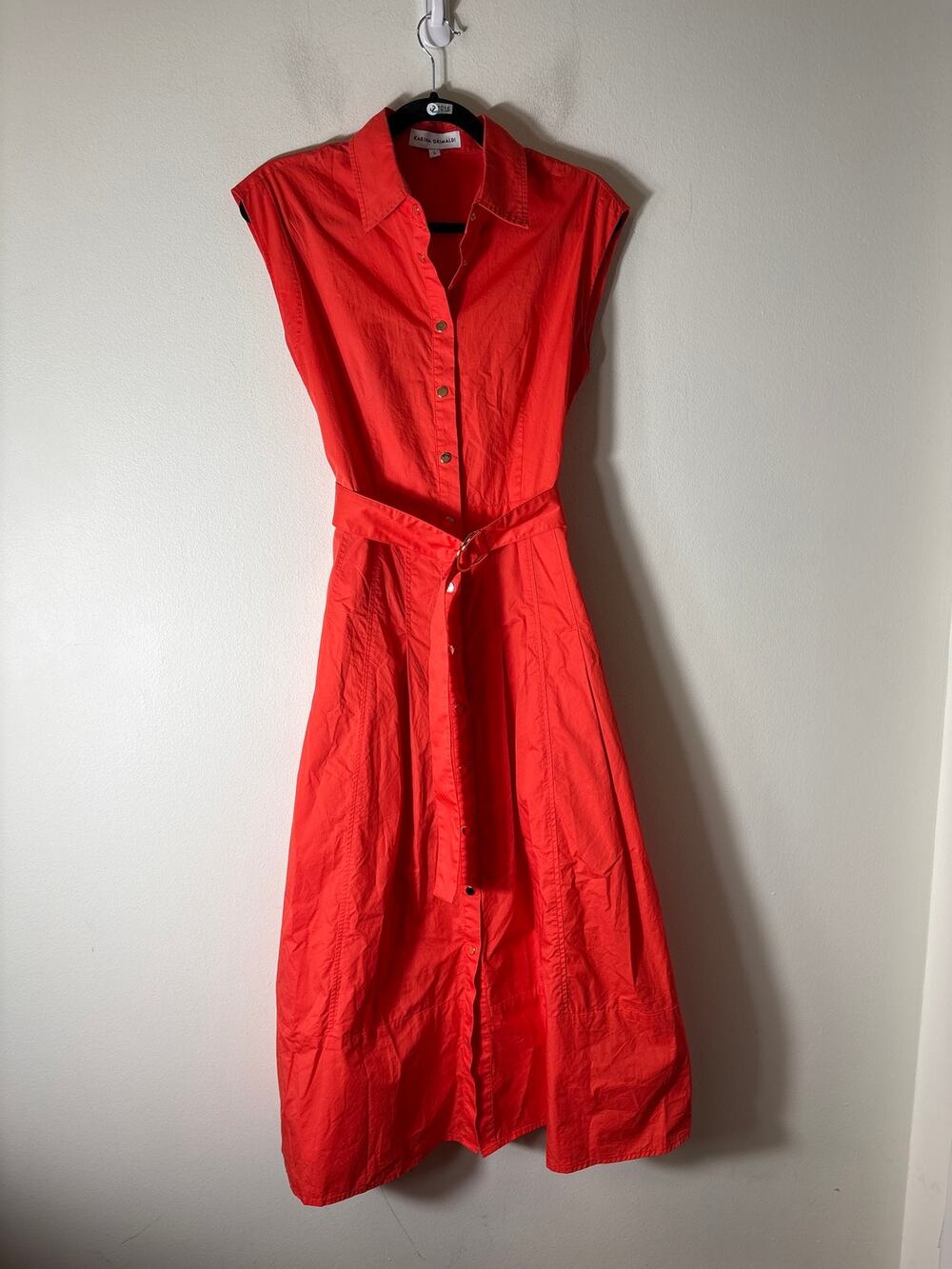 Karina Grimaldi Orangy Red Sleeveless Cotton Maxi Dress Sz S